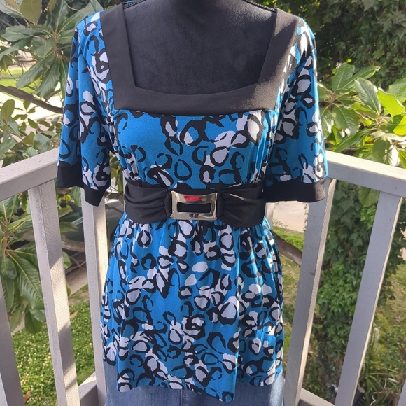American Vintage Tops - Vintage Y2K Studio 1940 Leopard Print Blouse with Buckle Detail